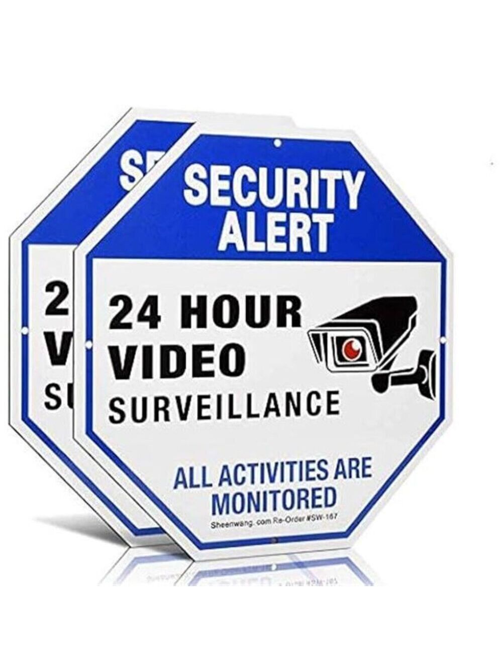 2-Pack Security Camera Sign Video Surveillance Outdoor UV Yard Safety Protection